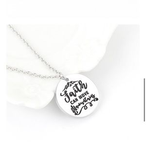 NWT Faith Can Move Mountains Silver Unisex Necklace